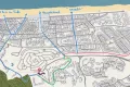 private-ferienwohnung-mit-meerblick-lagekarte-fusswege-strand-zentrum-laubergine-bellevue-narbonne-plage